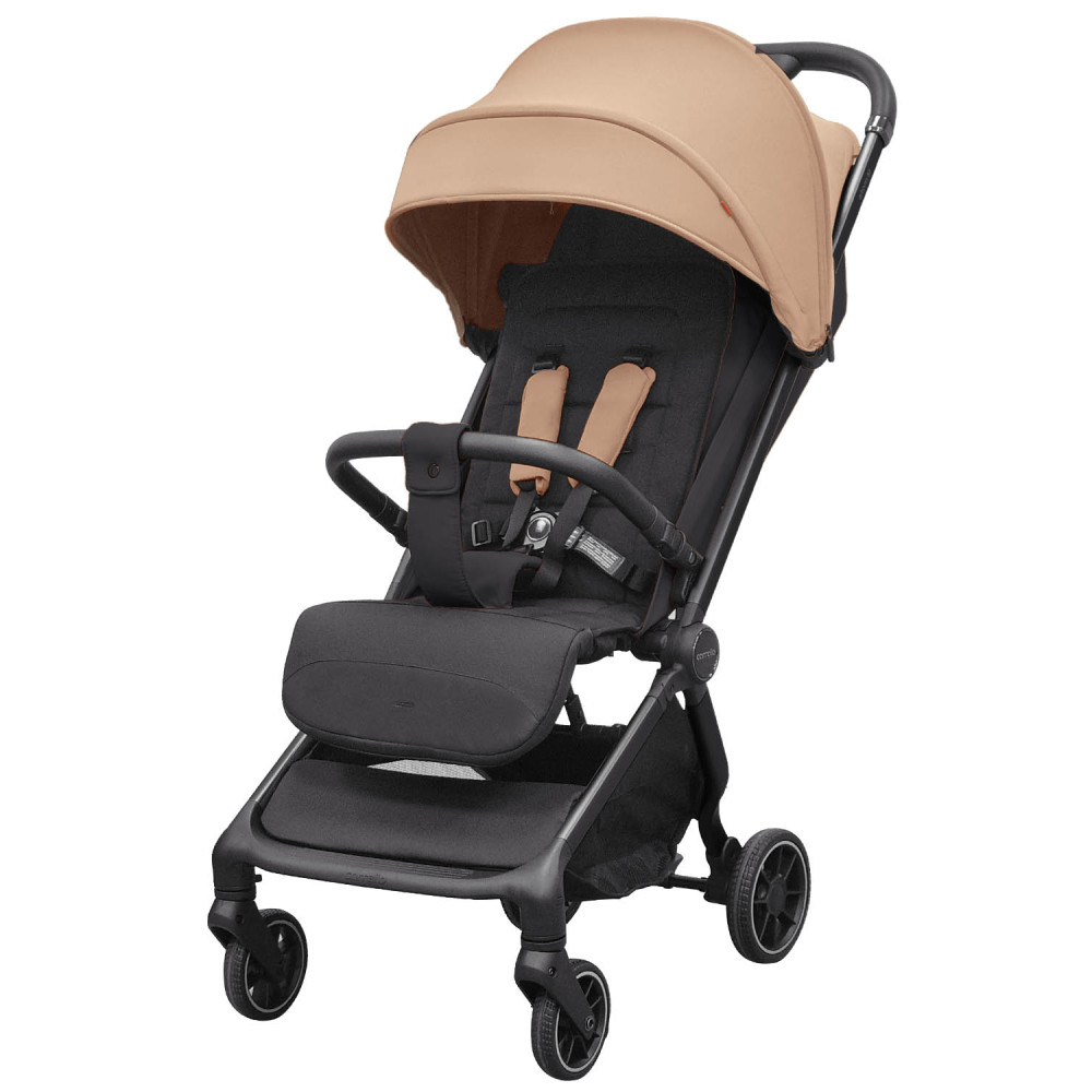 Carrello Atom S CRL-5526 - kompaktowy wózek spacerowy z automatycznym składaniem, lekka spacerówka, w zestawie plecak transportowy o wymiarach bagażu podręcznego • Down Beige