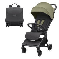 Carrello Atom S CRL-5526 - прогулянкова коляска з автоматичним складанням, компактний візок для подорожей, рюкзак для транспортування в комплекті • Antique Green