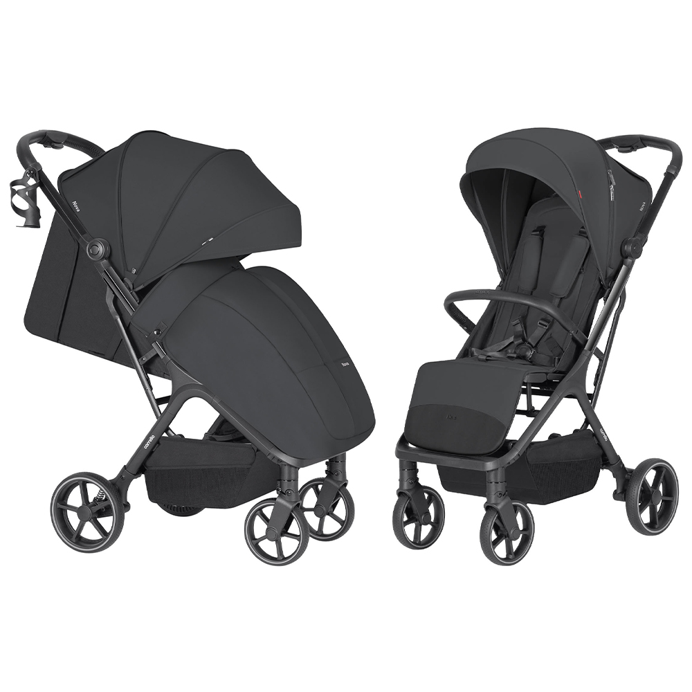 Carrello Nova Plus 2025 CRL-5524 - wózek spacerowy z automatycznym składaniem, kompaktowa spacerówka, z większymi kołami, pokrowiec na nóżki z zamkiem błyskawicznym • Marengo Grey