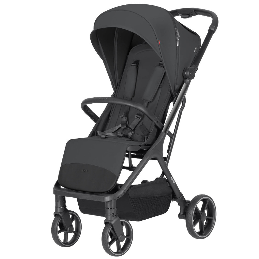 Carrello Nova Plus 2025 CRL-5524 - wózek spacerowy z automatycznym składaniem, kompaktowa spacerówka, z większymi kołami, pokrowiec na nóżki z zamkiem błyskawicznym • Marengo Grey