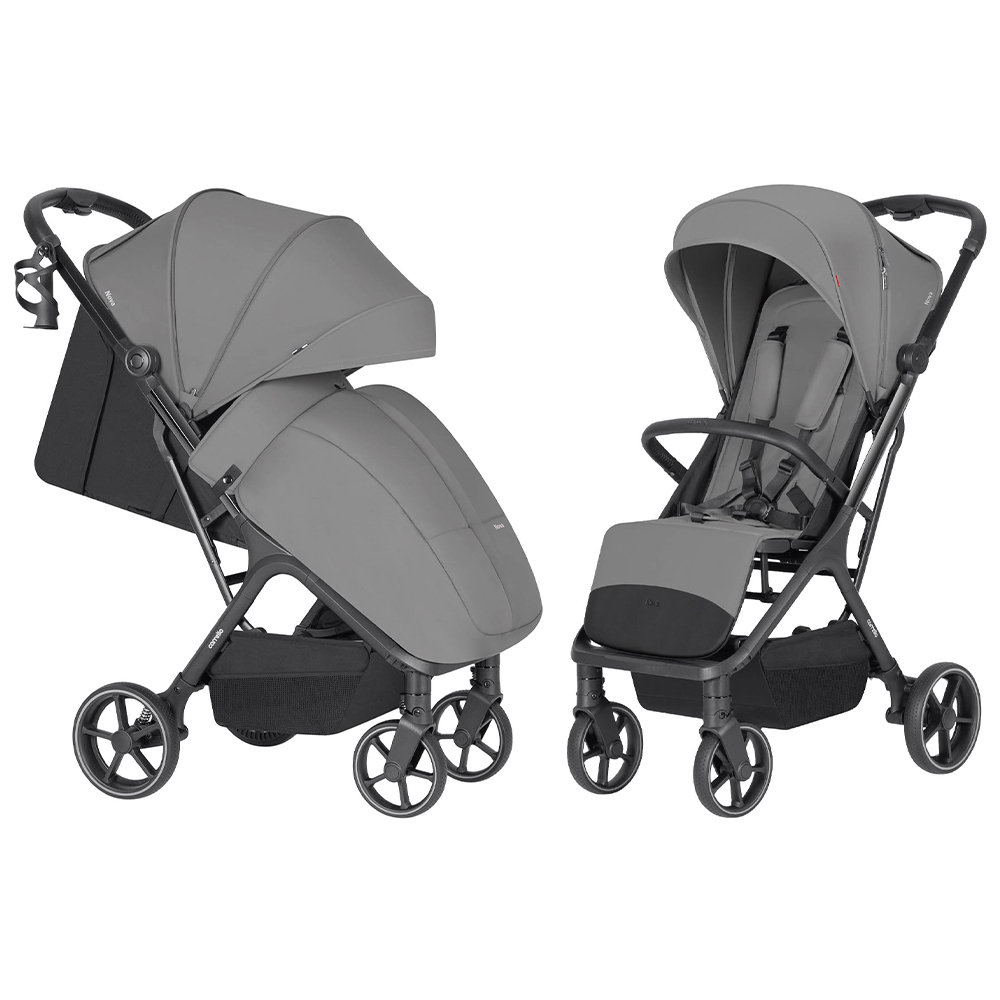 Carrello Nova Plus 2025 CRL-5524 - прогулянкова коляска з автоматичним складанням, компактний візок, збільшені колеса, чохол на ніжки з блискавкою • River Grey