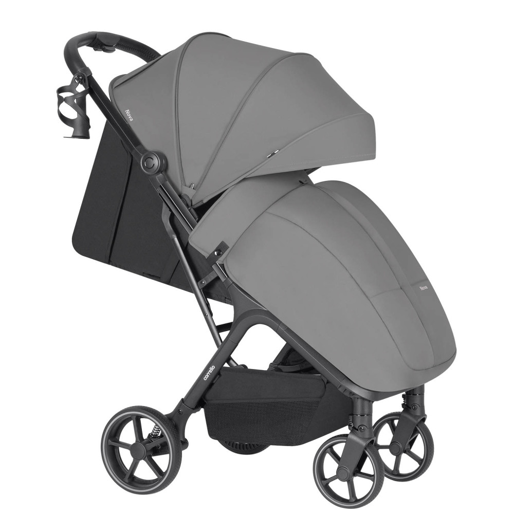 Carrello Nova Plus 2025 CRL-5524 - прогулянкова коляска з автоматичним складанням, компактний візок, збільшені колеса, чохол на ніжки з блискавкою • River Grey