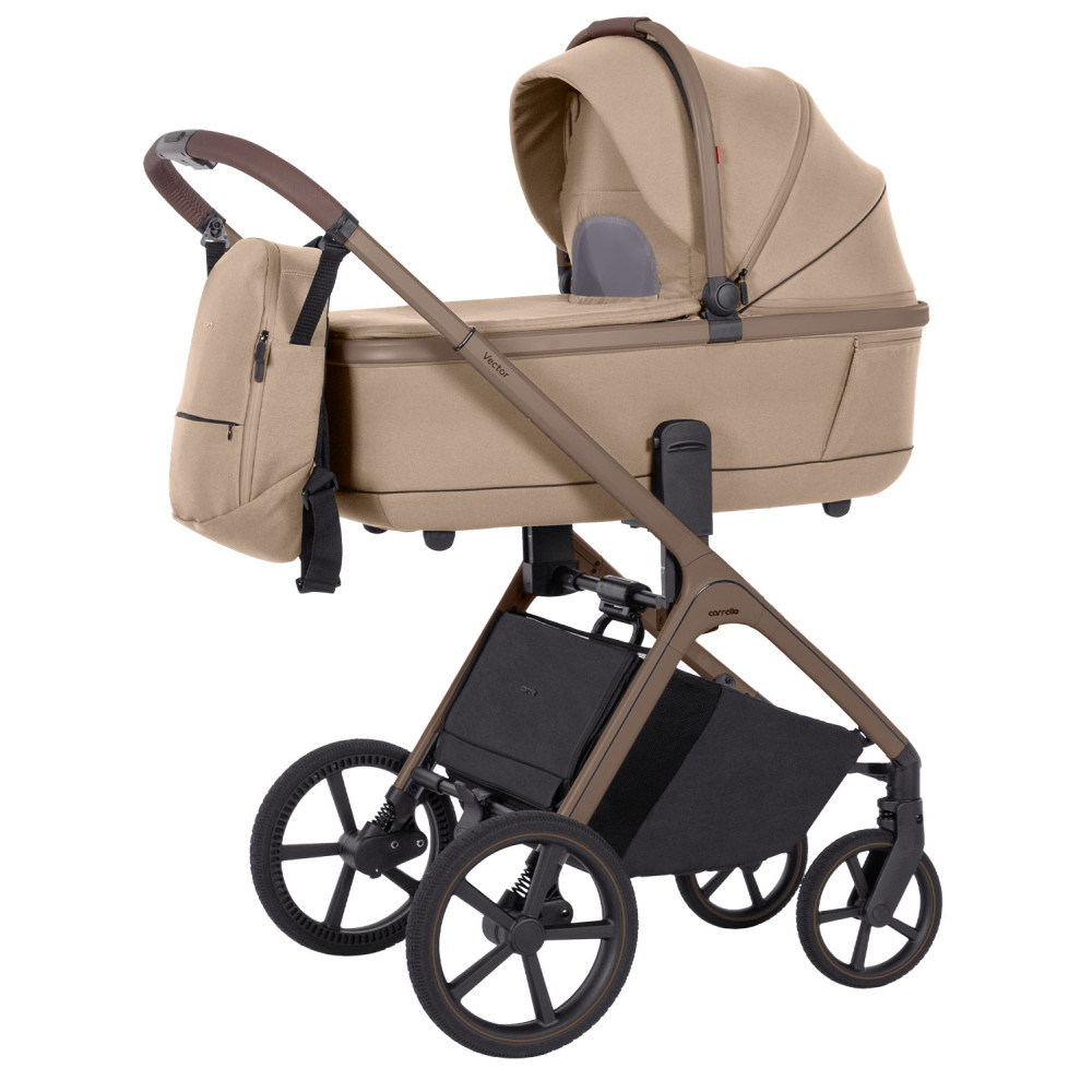 Carrello Vector 2025 CRL-6550 - легка дитяча коляска 2в1 з регулюванням висоти люльки та прогулянкового сидіння • Foam Beige