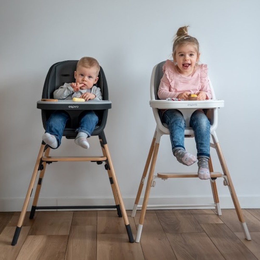 Espiro Sense - krzesełko do karmienia 4w1, hoker do 110 kg, niskie krzesełko i taboret w jednym, regulowany podnóżek • 10 Onyx Black