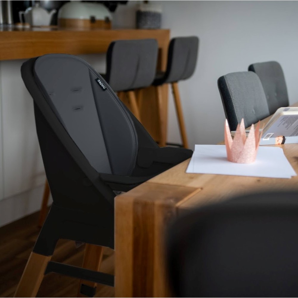 Espiro Sense - krzesełko do karmienia 4w1, hoker do 110 kg, niskie krzesełko i taboret w jednym, regulowany podnóżek • 10 Onyx Black