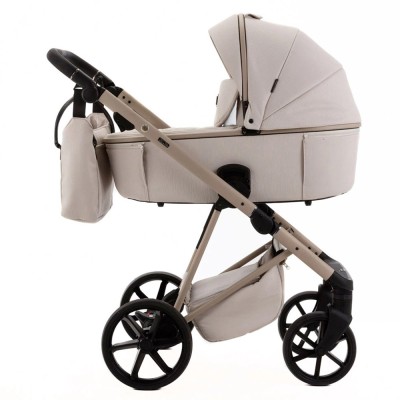 Adamex Delta Natura - дитяча коляска 2в1, вентиляційні отвори в люльці, прогулянкове сидіння складається разом з рамою в обох напрямках руху • Vanilla (DN-3)