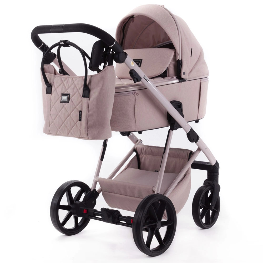 Adamex Delta Natura - дитяча коляска 2в1, вентиляційні отвори в люльці, прогулянкове сидіння складається разом з рамою в обох напрямках руху • Rose (DN-2)