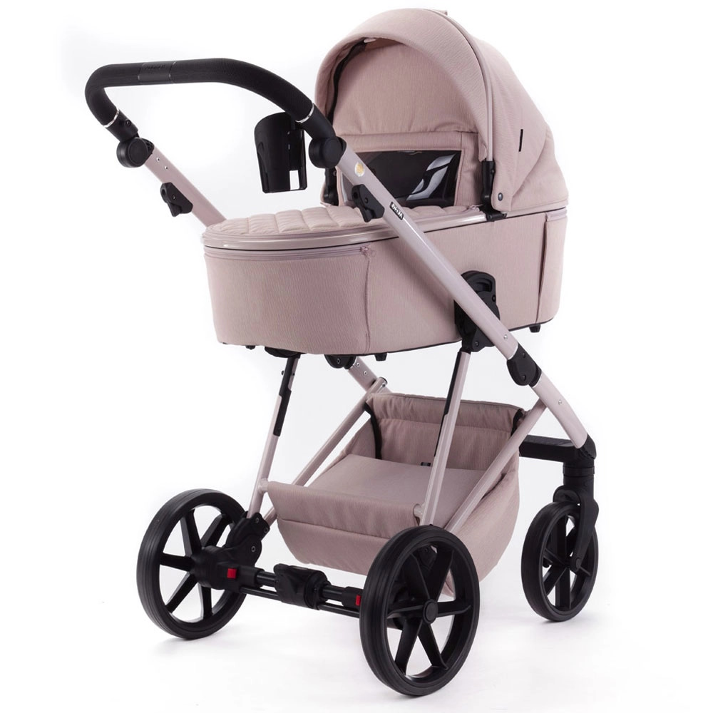 Adamex Delta Natura - дитяча коляска 2в1, вентиляційні отвори в люльці, прогулянкове сидіння складається разом з рамою в обох напрямках руху • Rose (DN-2)