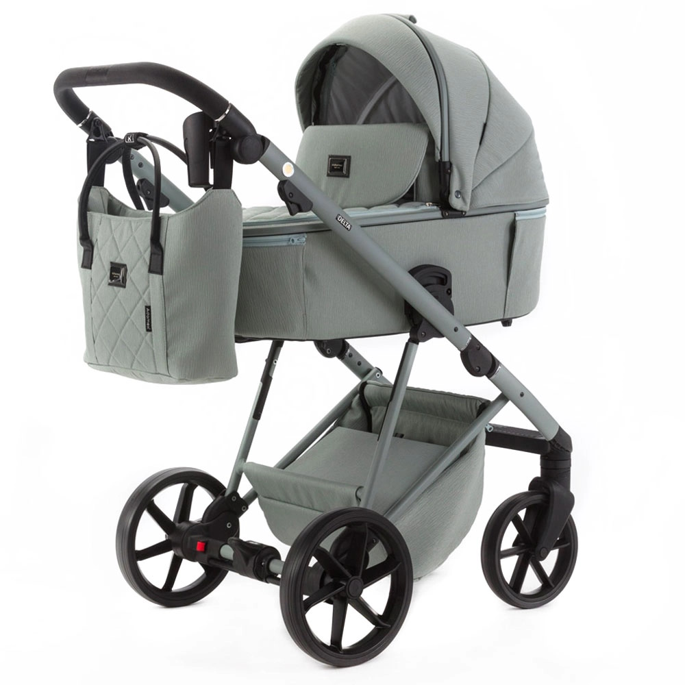 Adamex Delta Natura - дитяча коляска 2в1, вентиляційні отвори в люльці, прогулянкове сидіння складається разом з рамою в обох напрямках руху • Mint (DN-8)