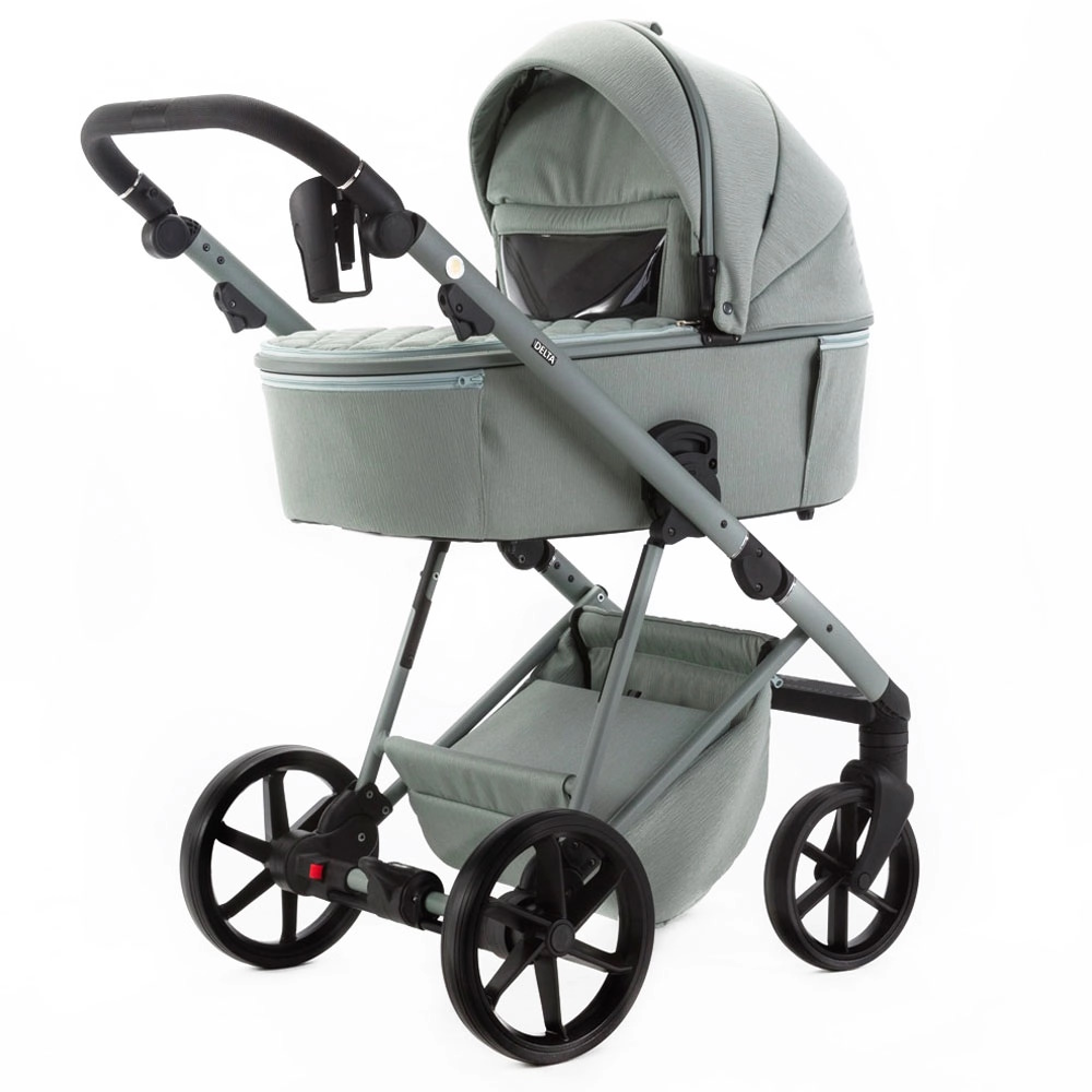 Adamex Delta Natura - дитяча коляска 2в1, вентиляційні отвори в люльці, прогулянкове сидіння складається разом з рамою в обох напрямках руху • Mint (DN-8)