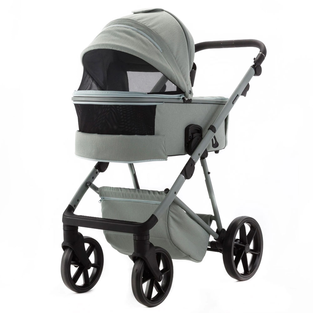 Adamex Delta Natura - дитяча коляска 2в1, вентиляційні отвори в люльці, прогулянкове сидіння складається разом з рамою в обох напрямках руху • Mint (DN-8)