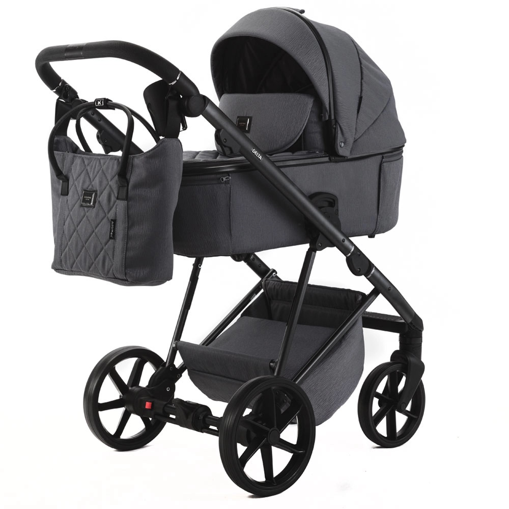 Adamex Delta Natura - дитяча коляска 2в1, вентиляційні отвори в люльці, прогулянкове сидіння складається разом з рамою в обох напрямках руху • Stone (DN-10)