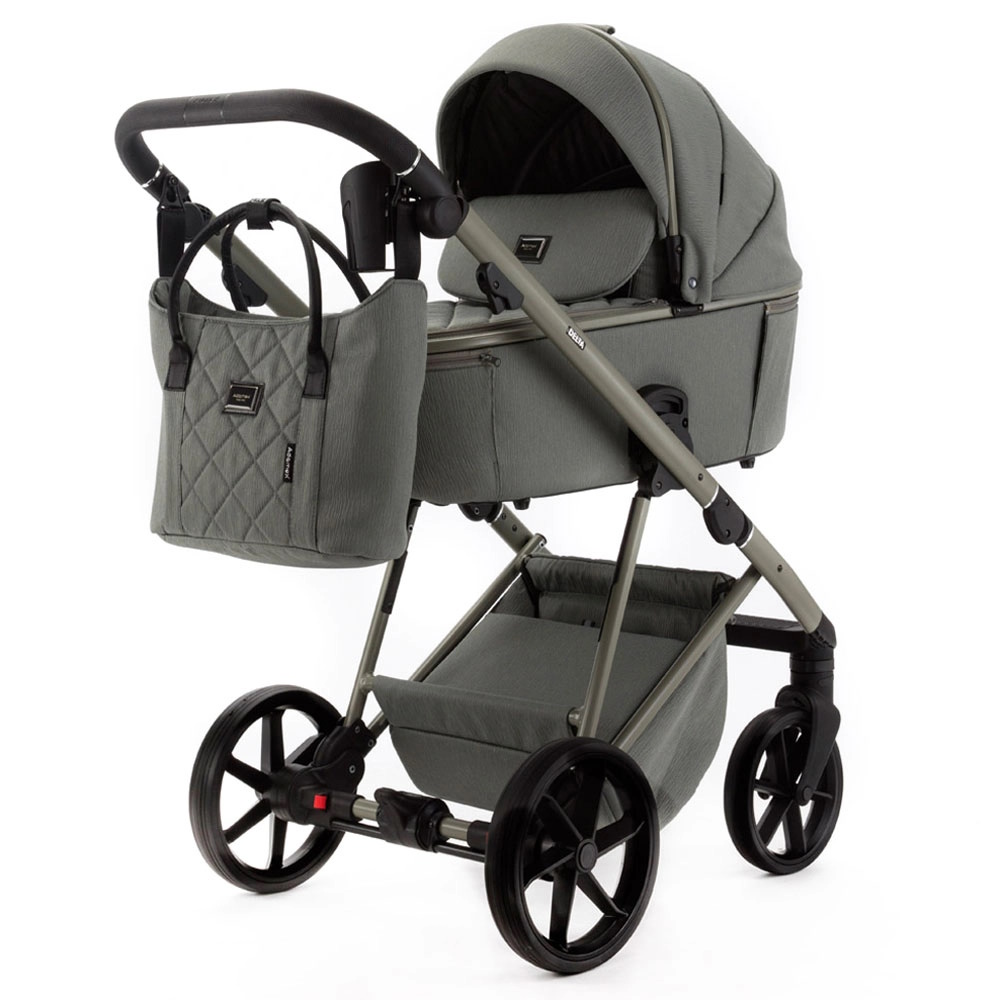 Adamex Delta Natura - дитяча коляска 2в1, вентиляційні отвори в люльці, прогулянкове сидіння складається разом з рамою в обох напрямках руху • Salvia (DN-7)