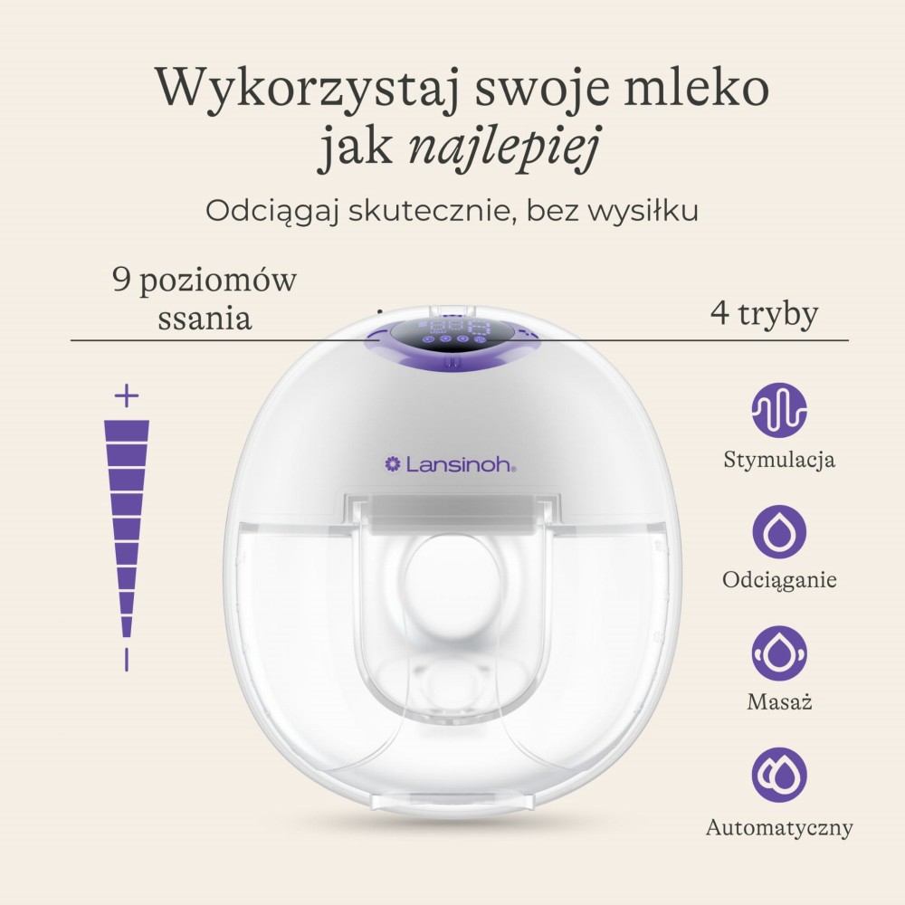 Lansinoh - молоковідсмоктувач бездротовий одинарний Hands-free • White