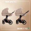 Bebetto Monti Premium Class - wózek dziecięcy 2w1 z adapterami do podwyższenia gondoli (regulacja wysokości rączki łamana i teleskopowa) • PC 08 Kaszmir