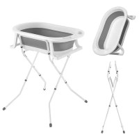 Babyhood BH-310 - складна дитяча ванночка з підставкою • Сірий