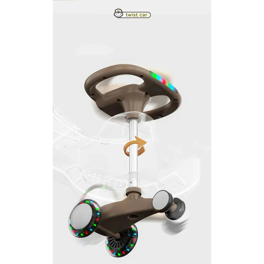 Babyhood Twistcar - jeździk grawitacyjny dla dzieci, LED kółka (3 lata +/do 50 kg) • Szary Babyhood Twistcar - jeździk grawitacyjny dla dzieci, LED kółka (3 lata +/do 50 kg) • Szary