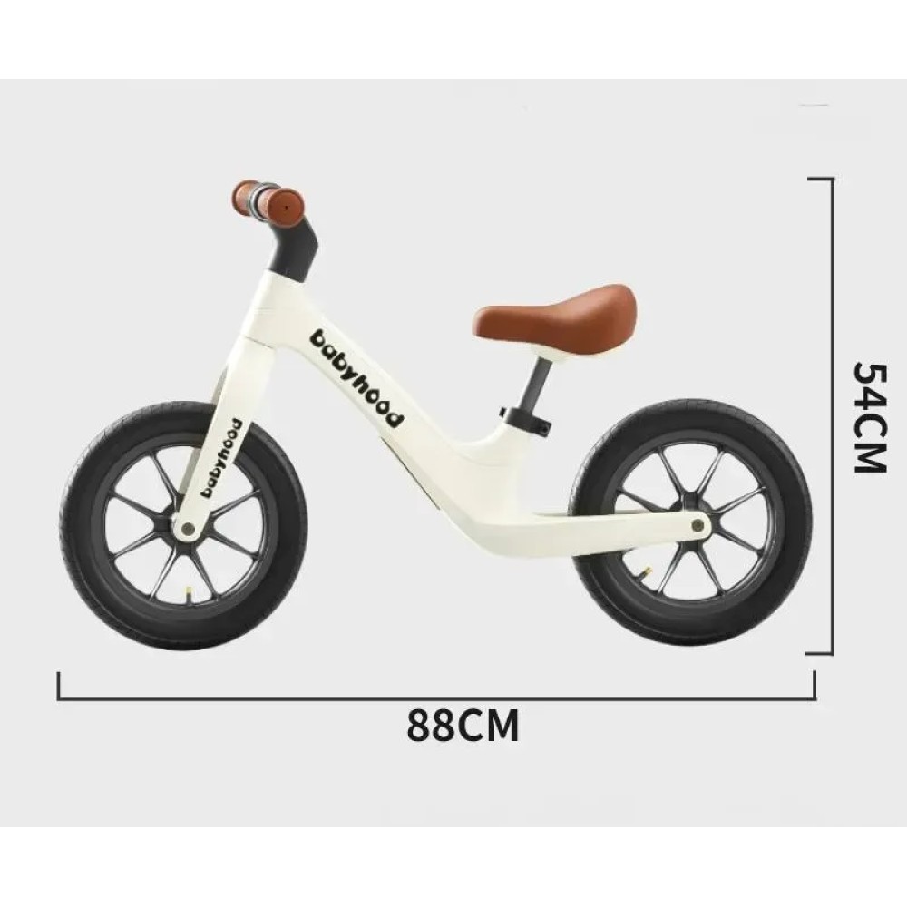 Babyhood - rowerek biegowy dla dzieci, regulowana wysokość siodełka, koła z trwałej gumy • Biały