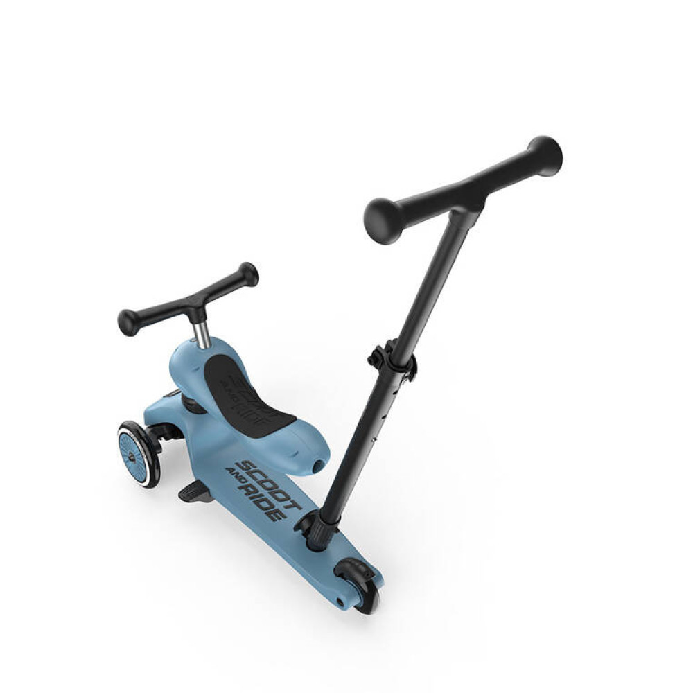 SCOOTANDRIDE Highwaykick 1 Push and Go - jeździk i hulajnoga z rączką do prowadzenia (1-5lat/ 82 – 118cm) • Steel