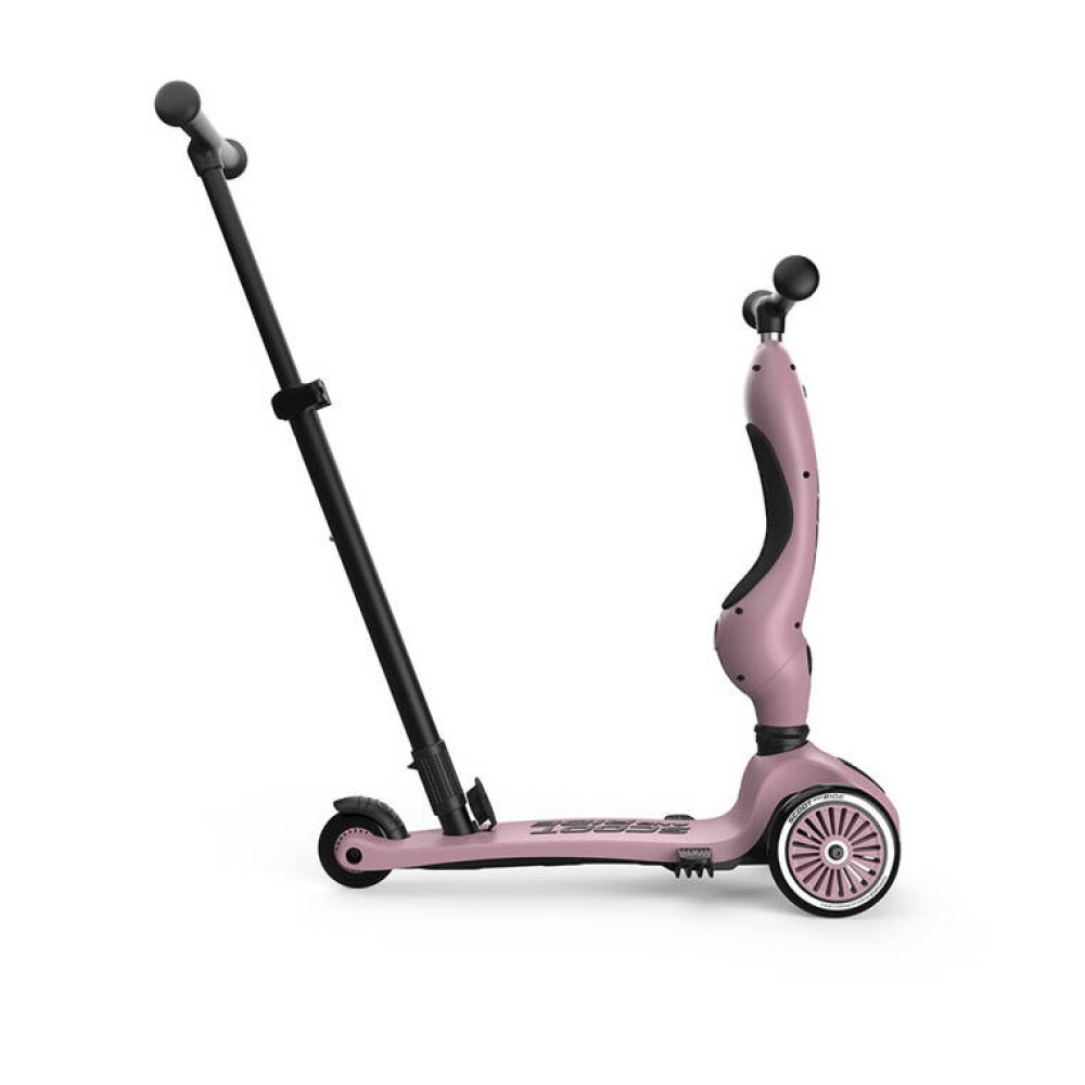 SCOOTANDRIDE Highwaykick 1 Push and Go - дитячий самокат з сидінням та регульованою батьківською ручкою для штовхання (1-5 років/82-118 см) • Wildberry