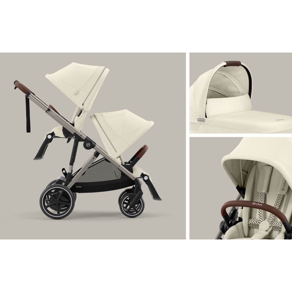 Cybex e-Gazelle S  - elektryczny wózek spacerowy, wózek z napędem elektrycznym, automatyczna funkcja kołysania, ponad 20 konfiguracji • Seashell Beige