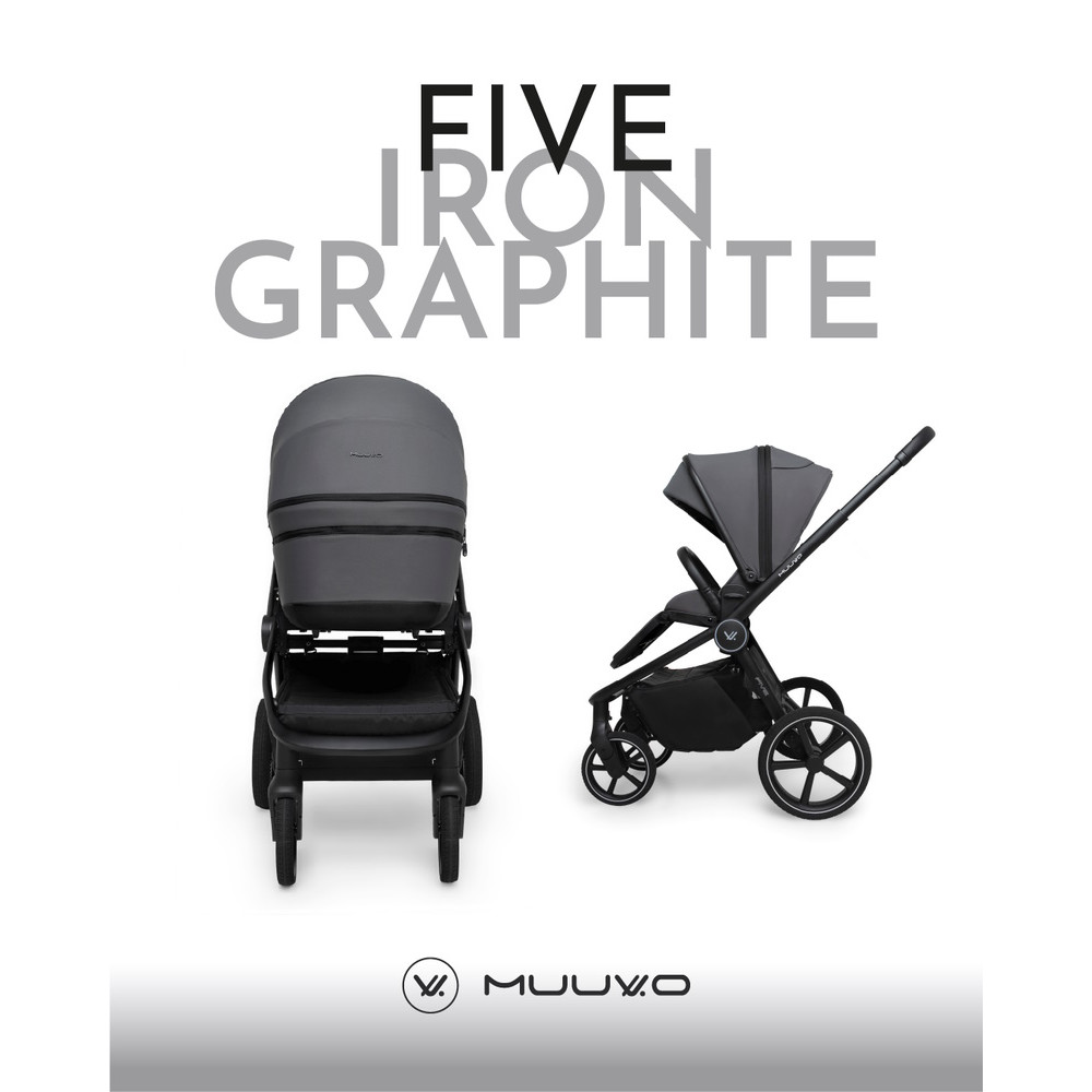 Muuvo Five - wielofunkcyjny wózek dziecięcy 2w1 • Iron Graphite