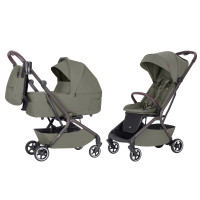 Carrello Magia CRL-6555 2025 - легка дитяча коляска 2в1, компактний візок для подорожей, люлька складається разом із рамою до розміру ручної поклажі • Malted Green