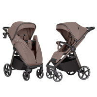 Carrello Bravo SL 2026 Deluxe CRL-5520 - wózek spacerowy na każdą porę roku / spacerówka z dużymi kołami, rączka z regulacją wysokości, łatwe składanie wózka • Desert Beige