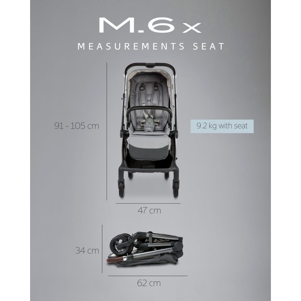 Mast M6x - wózek spacerowy do miasta, spacerówka klasy premium, przekładane siedzisko, rączka teleskopowa • Blueberry