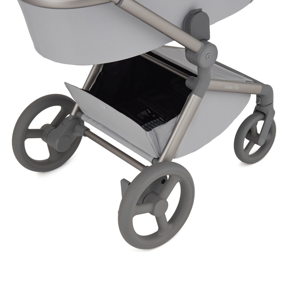 Anex Flo - lekki kompaktowy wózek dziecięcy 2w1 z adapterami do regulacji wysokości gondoli i siedziska spacerowego (składana gondola, antyalergiczny materac Sorona, teleskopowa rączka) • Frossy