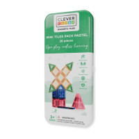 Cleverclixx Klocki magnetyczne – zestaw magnetycznych kafelków Mini Tiles Pack Pastel 28 el., Od 3 lat