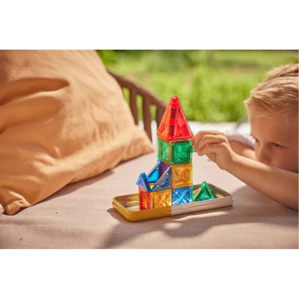 Cleverclixx Klocki magnetyczne – zestaw magnetycznych kafelków Mini Tiles Pack Intense 28 el., Od 3 lat