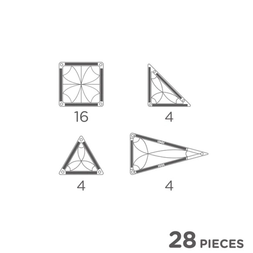 Cleverclixx Klocki magnetyczne – zestaw magnetycznych kafelków Mini Tiles Pack Intense 28 el., Od 3 lat