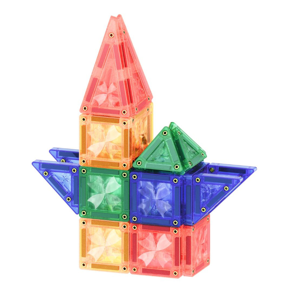 Cleverclixx Klocki magnetyczne – zestaw magnetycznych kafelków Mini Tiles Pack Intense 28 el., Od 3 lat