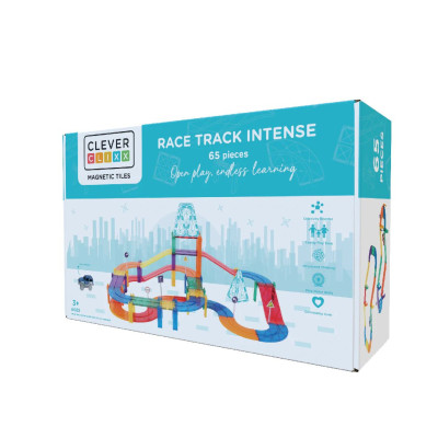 Cleverclixx Klocki magnetyczne – zestaw Race Track Intense - 65 el., Od 3 lat