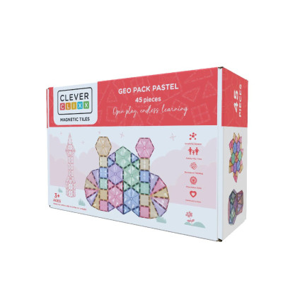 Cleverclixx Klocki magnetyczne – zestaw Geo Pack Pastel - 45 el., Od 3 lat