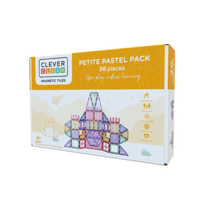 Cleverclixx Klocki magnetyczne – zestaw Petite Pastel Pack - 36 el, Od 3 lat