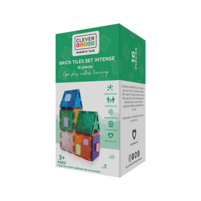 Cleverclixx Klocki magnetyczne – zestaw Brick Tiles Pack Intense - 16 el., Od 3 lat