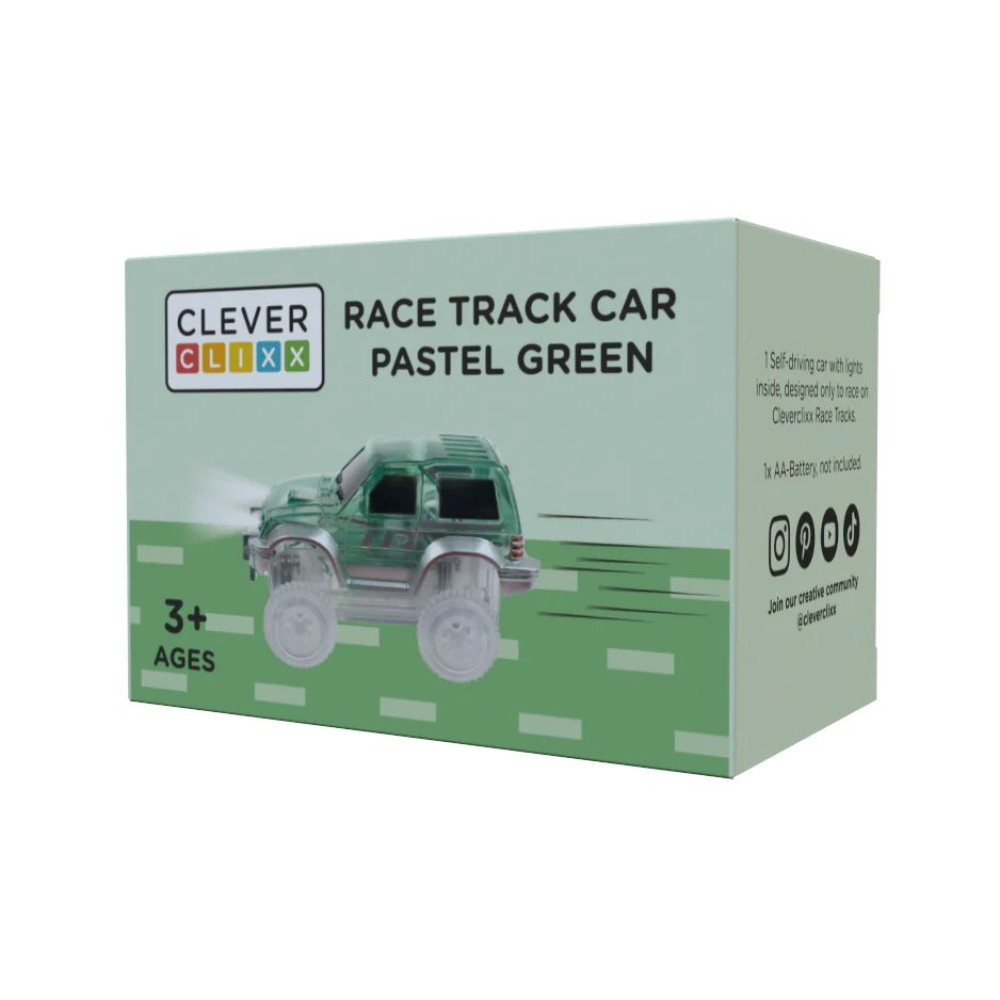 Cleverclixx – Race Track Car Pastel Green, Od 3 lat