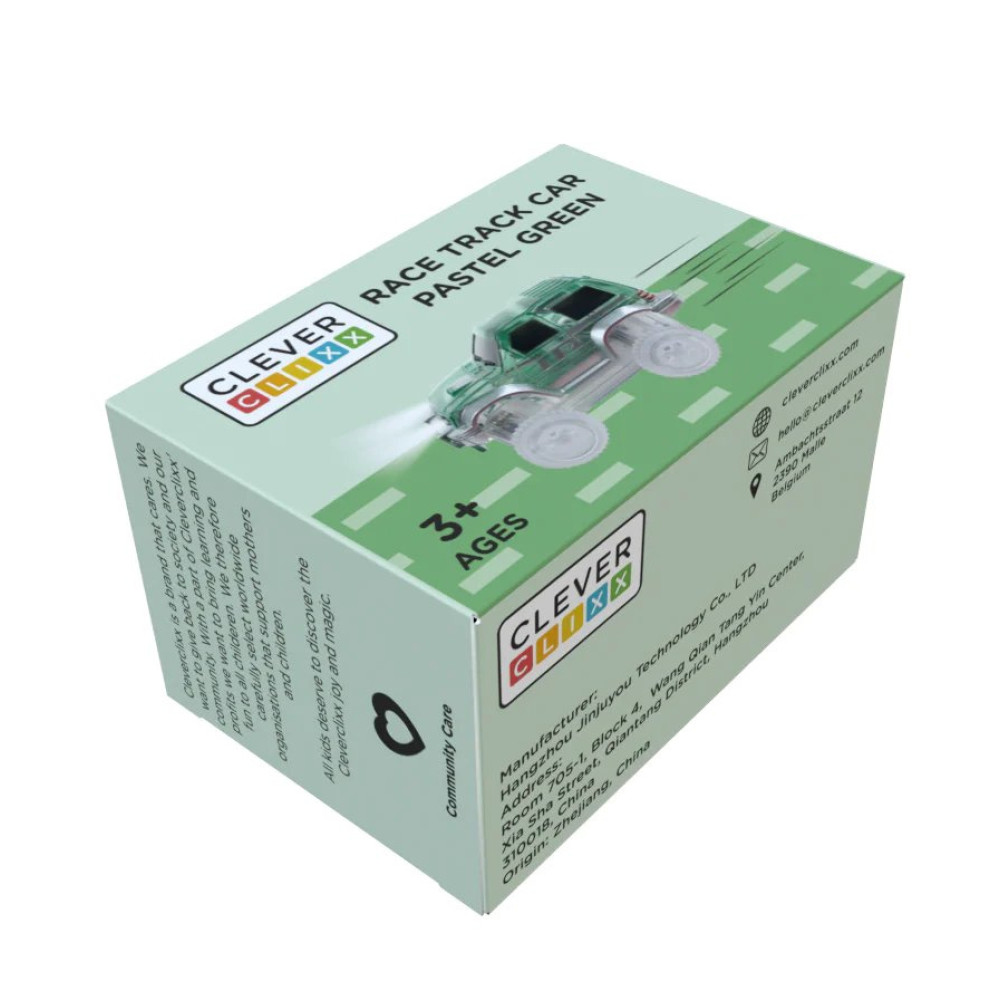 Cleverclixx – Race Track Car Pastel Green, Od 3 lat