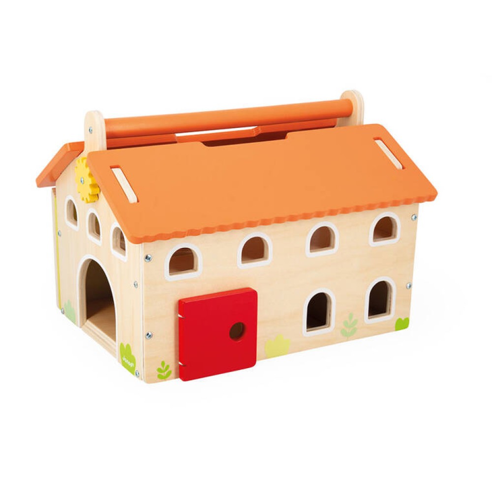 Janod – Drewniana farma z otwieranym dachem i figurkami 2+ Janod – Drewniana farma z otwieranym dachem i figurkami 2+