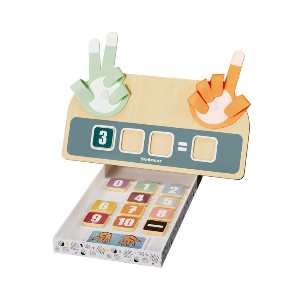 Topbright Nauka liczenia na palcach – drewniana zabawka edukacyjna Montessori z zadaniami 36 mies.+