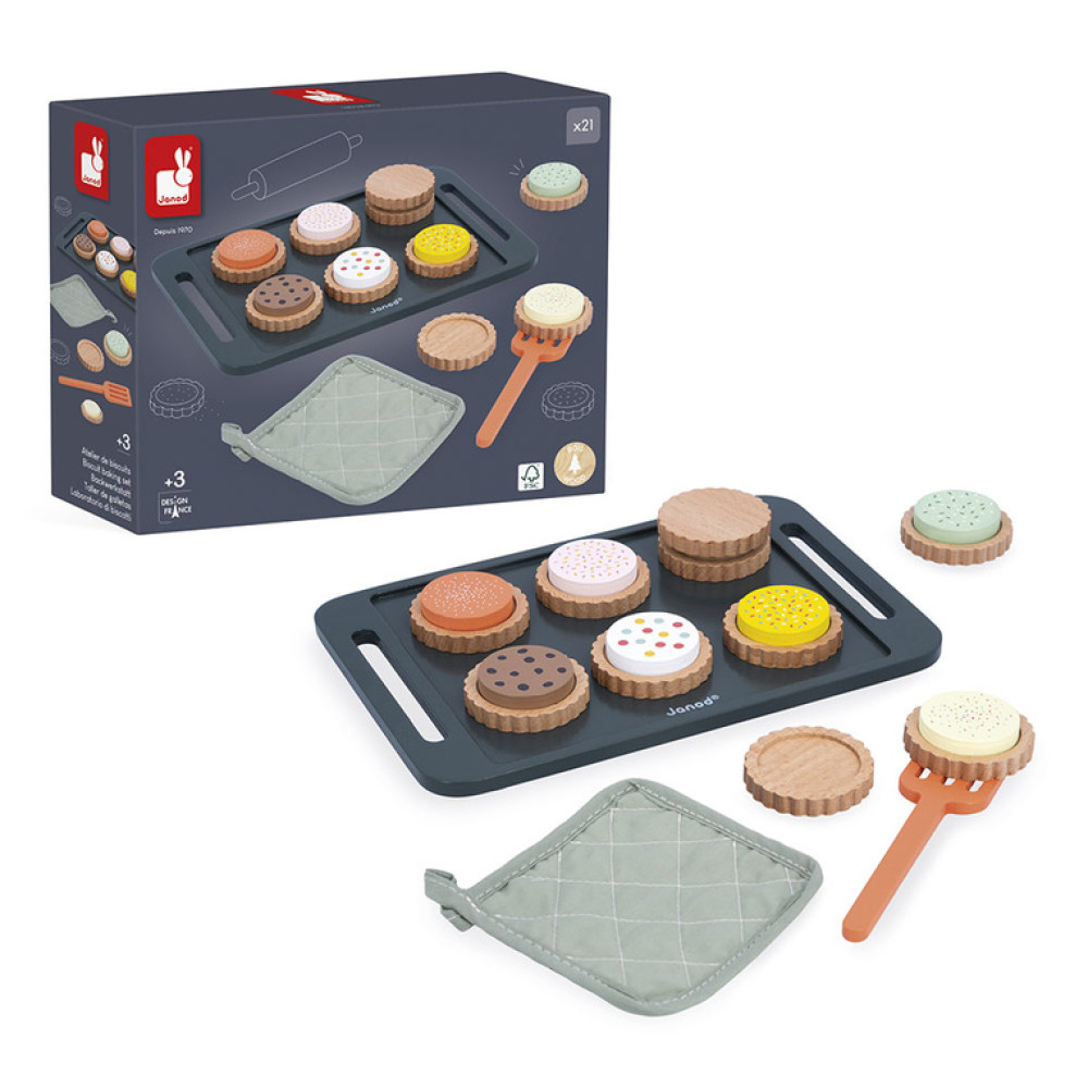 Janod – Drewniany zestaw do pieczenia ciasteczek 21 el. Shiny Grandma 3+