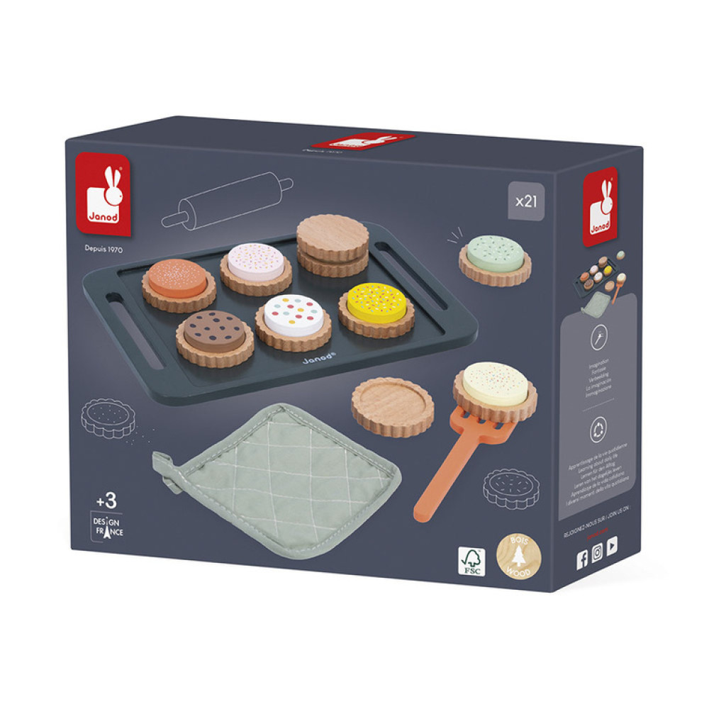 Janod – Drewniany zestaw do pieczenia ciasteczek 21 el. Shiny Grandma 3+