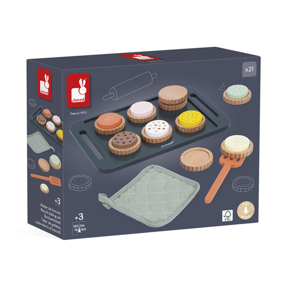 Janod – Drewniany zestaw do pieczenia ciasteczek 21 el. Shiny Grandma 3+