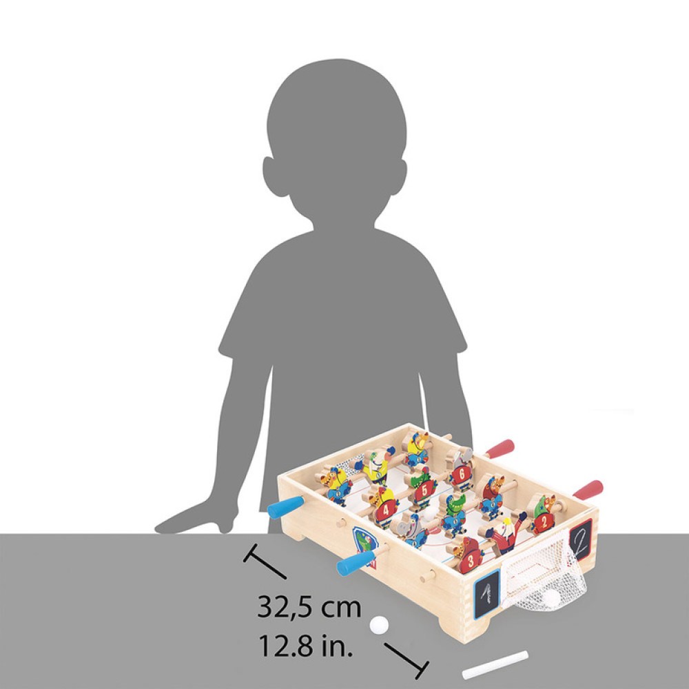 Janod – Gra zręcznościowa drewniana Mini hokej Applepop 3+