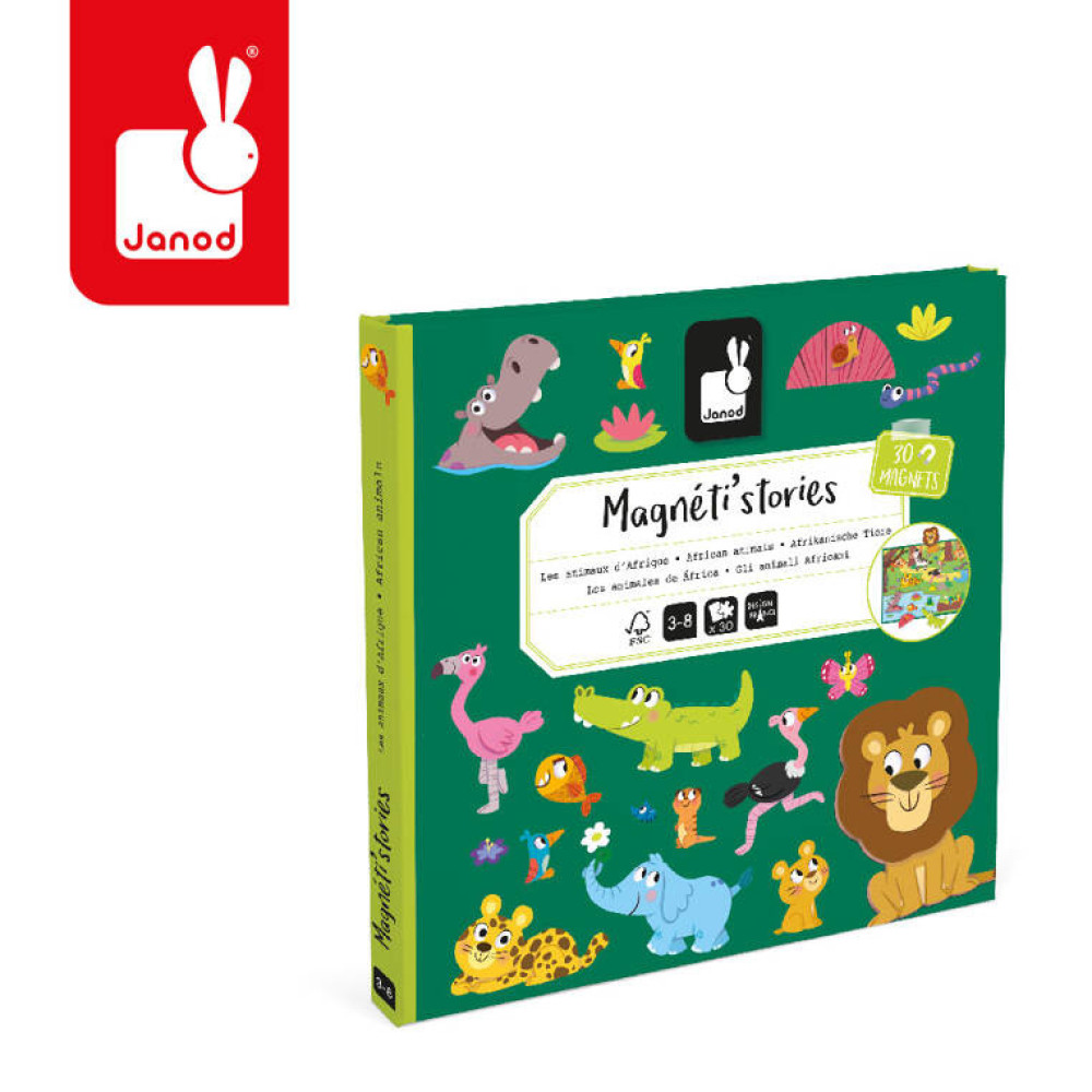 Janod – Magnetyczna układanka Afrykańskie zwierzęta Magneti'stories 3+