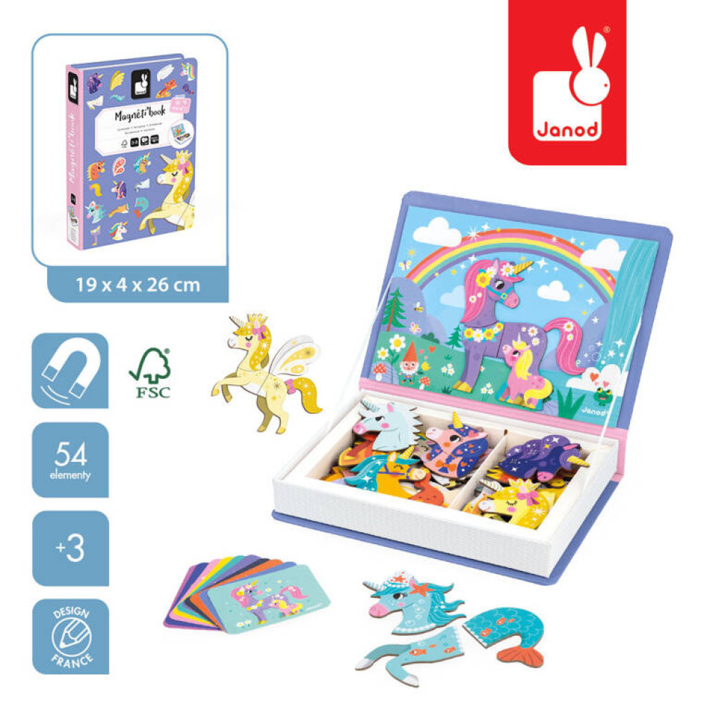 Janod – Magnetyczna układanka Jednorożec Magnetibook 3-8 lat