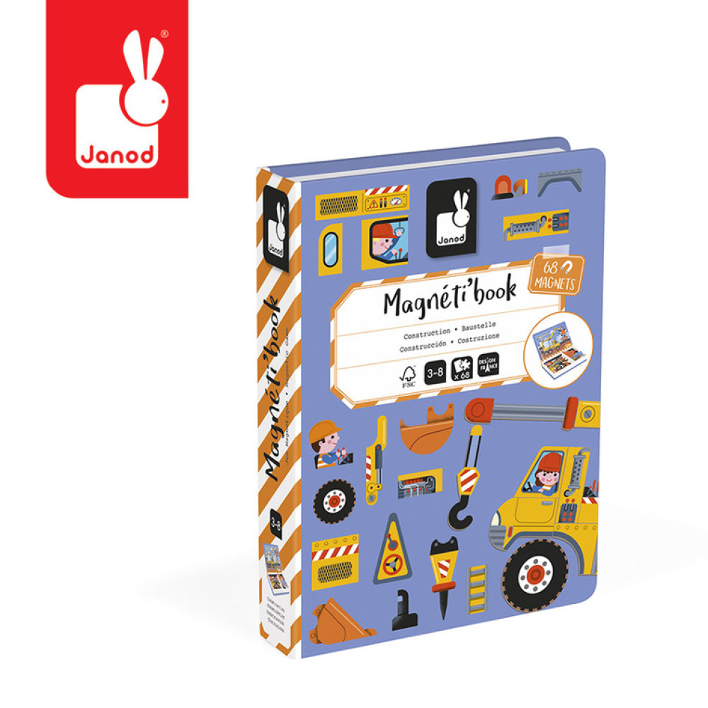 Janod – Magnetyczna układanka Plac budowy Magnetibook 3-8 lat