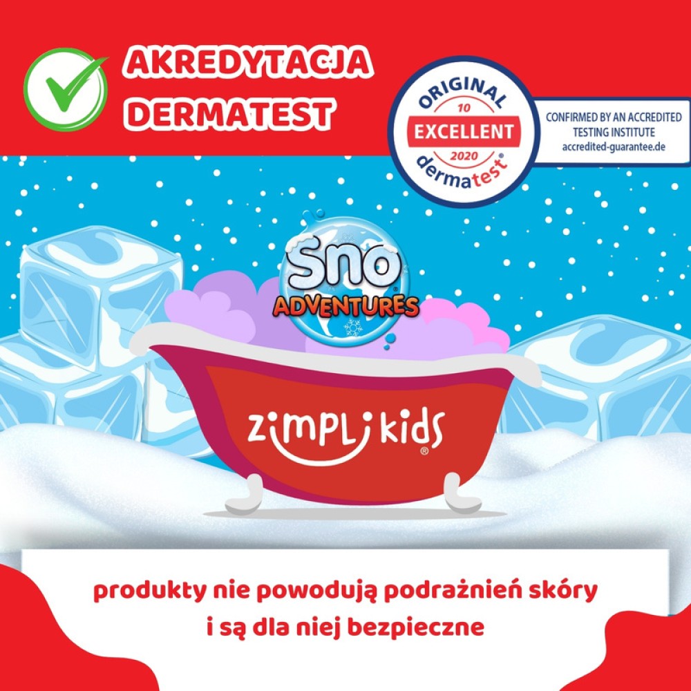 Zimpli Kids – Sztuczny śnieg w proszku zestaw do tworzenia śniegu z figurkami zwierząt i nadmuchiwaną tacą Sno World Arctic Adventure 5 użyć 3+